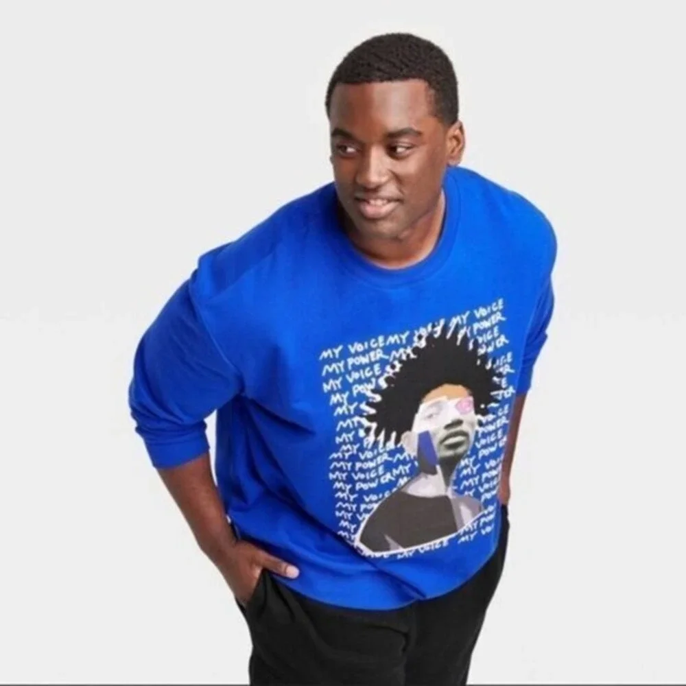 My Voice, My Power Royal Blue Graphic Pullover Sweatshirt Blue‎ size XXL